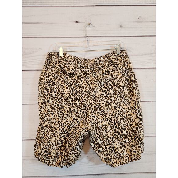 Chicos Womens Brown Animal Print High Rise Linen Drawstring Chino Shorts Size 12 - Picture 2 of 7